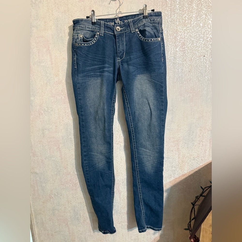 Lavo Premium‎ Denim Jeans Elegant Blue Skinny Jeans with Studded Details